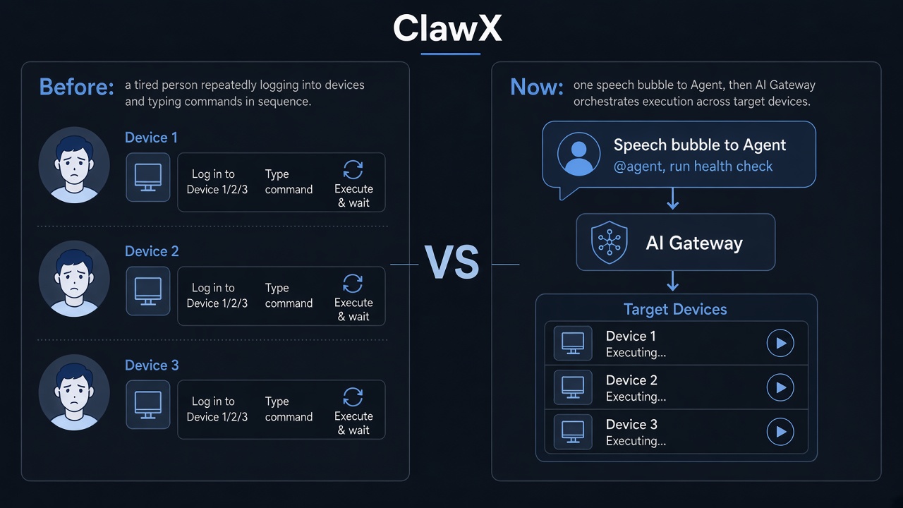以前逐台登录敲命令,现在一句话经 AI Gateway 下发到指定设备