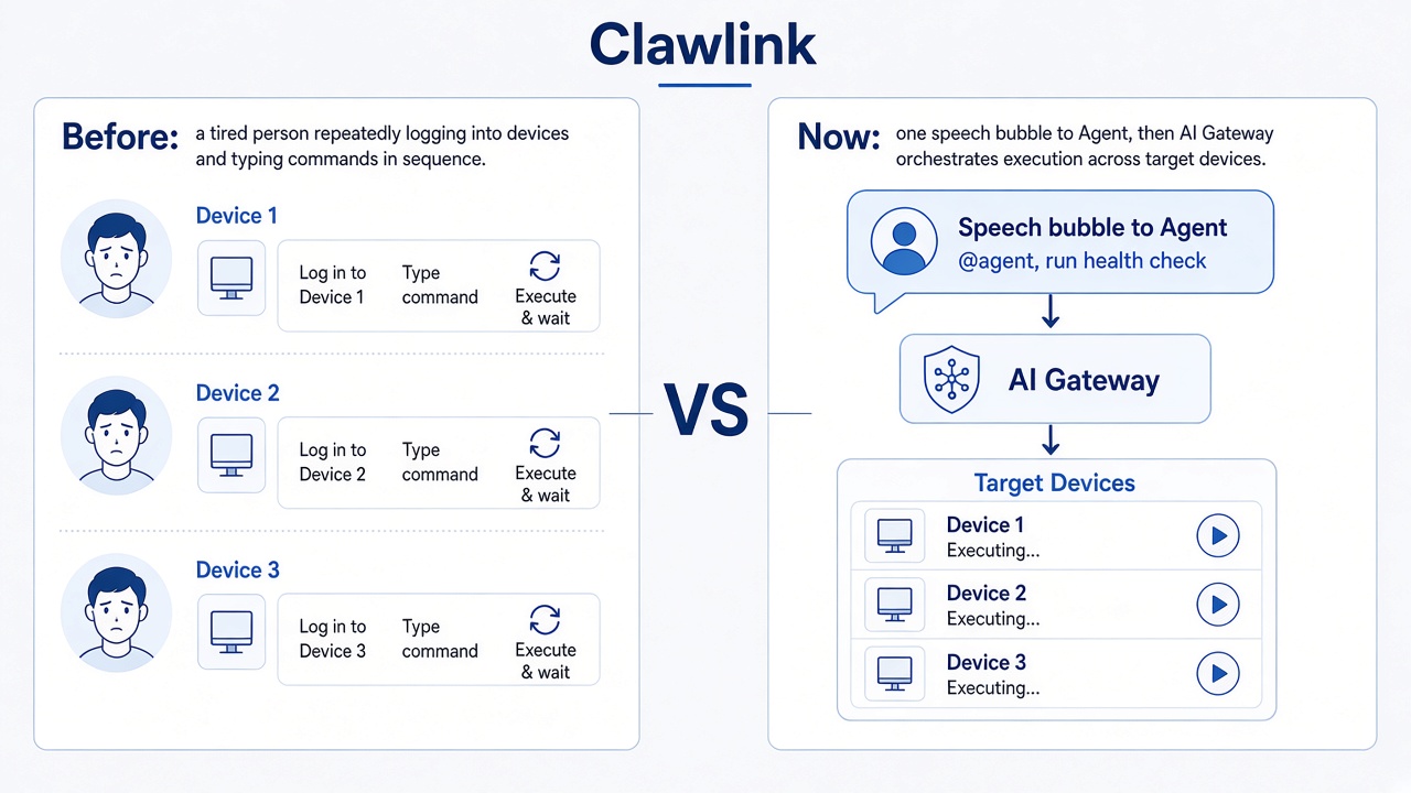 以前逐台登录敲命令,现在一句话经 AI Gateway 下发到指定设备