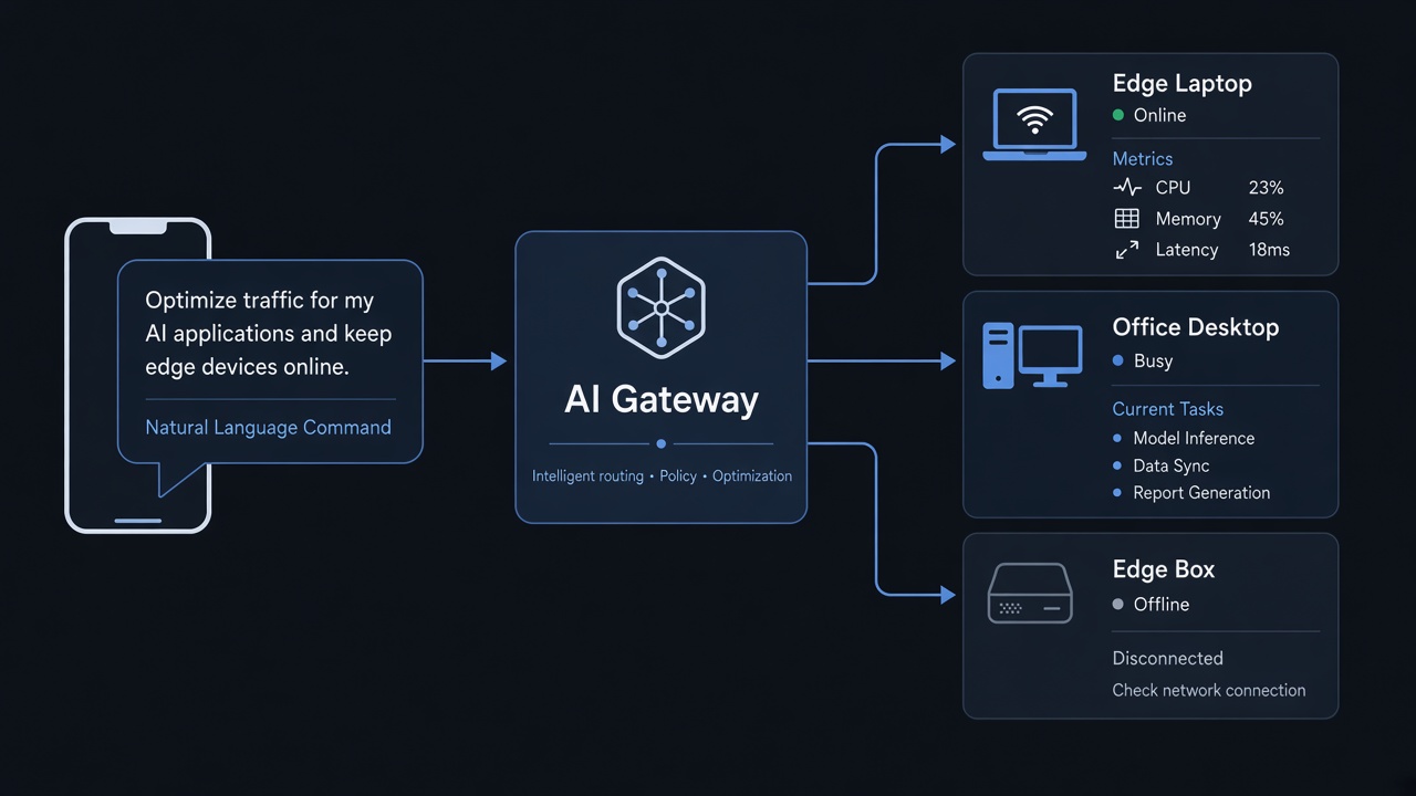 一句话查询全网设备状态:AI Gateway 并发下发到开发机、测试机与边缘盒