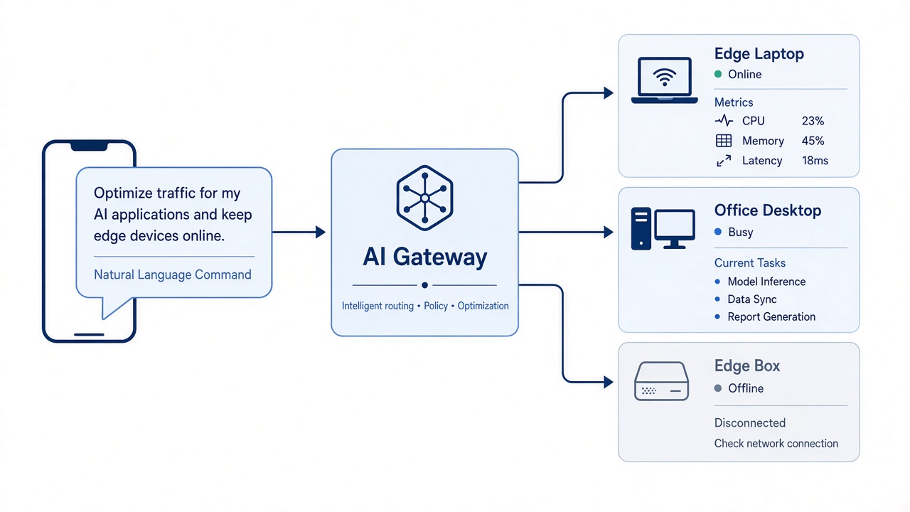 一句话查询全网设备状态:AI Gateway 并发下发到开发机、测试机与边缘盒