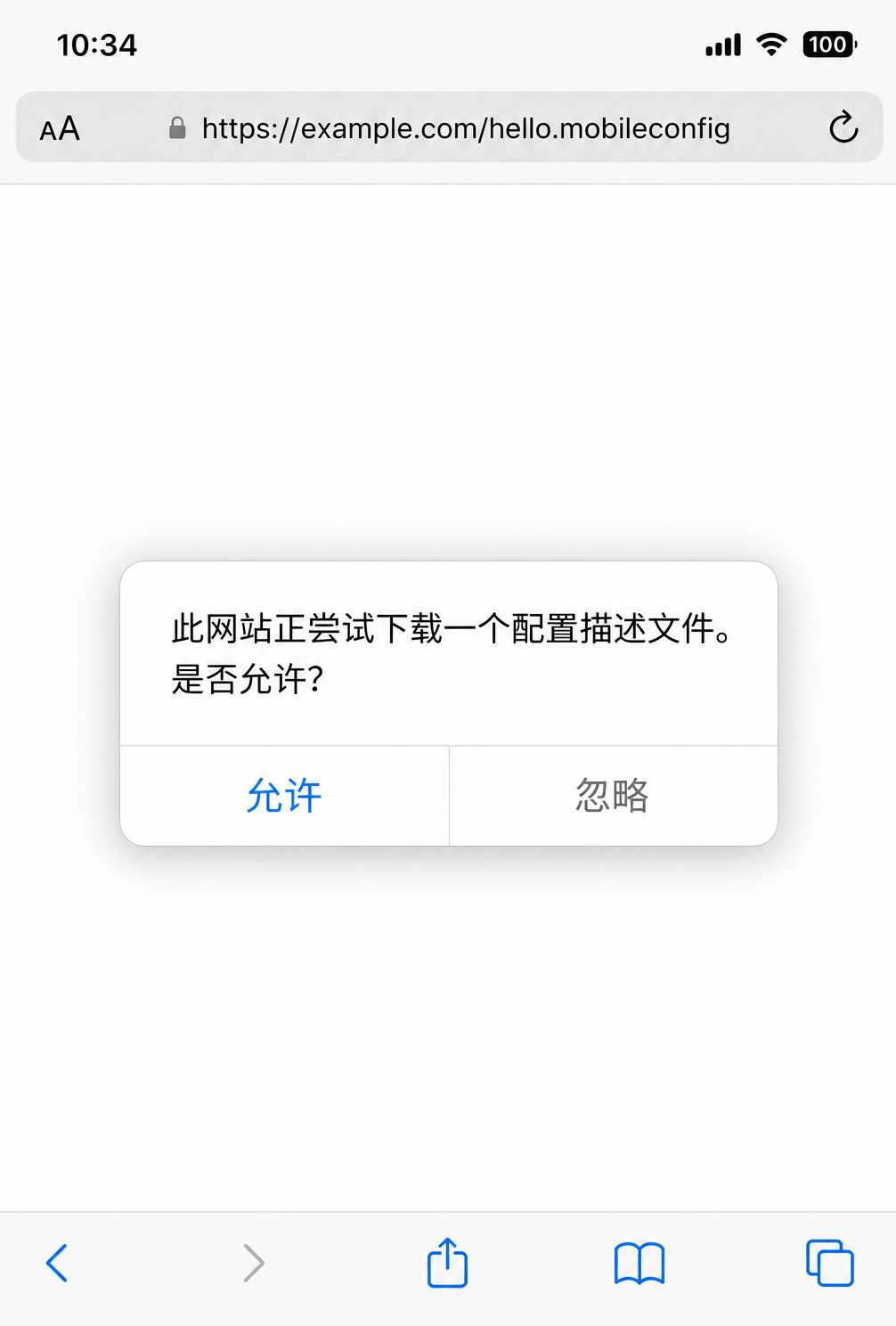 Safari 下载配置描述文件